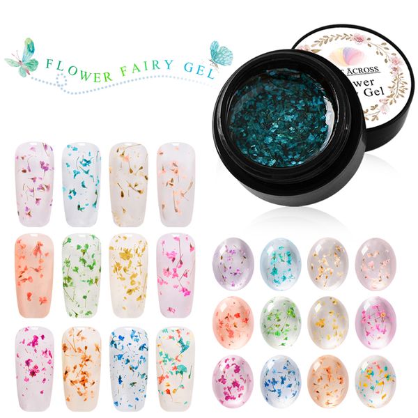 meet across 5ml 3d diy natural dried flower fairy nail gel polish floral soak off manicure uv nail art gel glue varnish decor, Red;pink